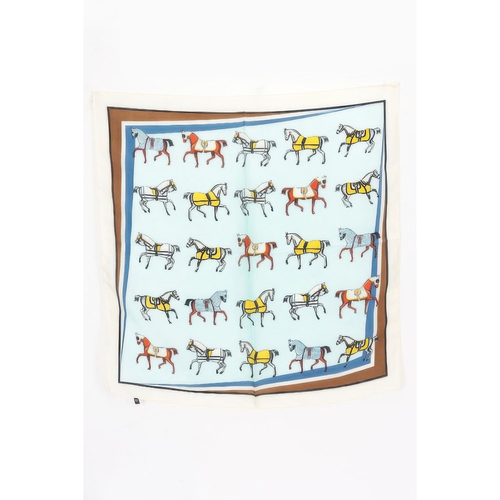 Equestrian Horse Print Square Scarf Women OS Mint Cream